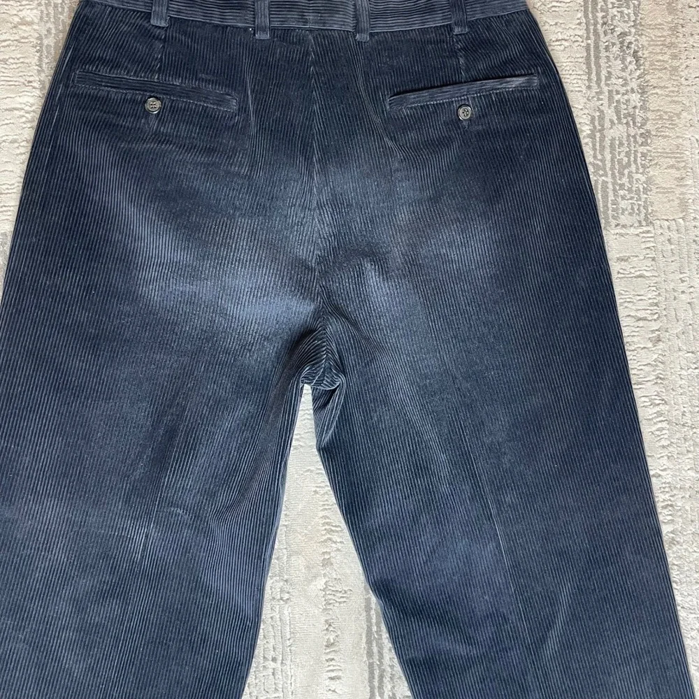 Brooks Brothers Elliot Navy Pleated Corduroy Trousers Mens 34x30 Woven in France